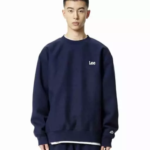 리버스위브 기모 스몰 트위치 로고 맨투맨 네이비