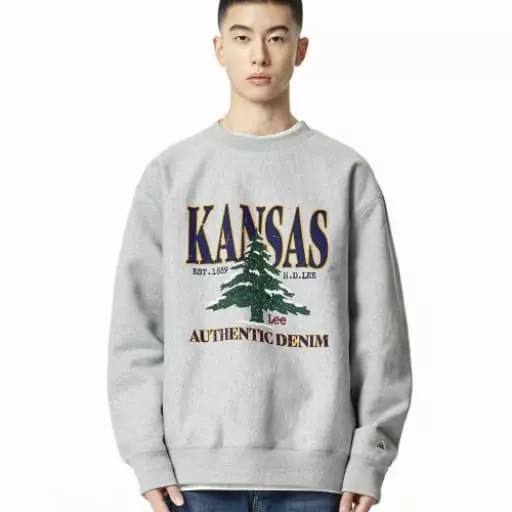 캔자스 트리 리버스위브 기모 맨투맨 그레이