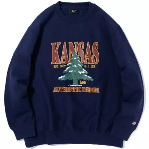 캔자스 트리 리버스위브 기모 맨투맨 네이비