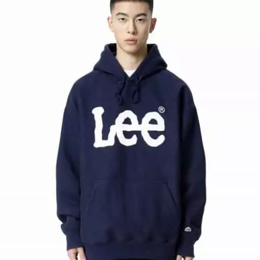 빅 트위치 리버스위브 기모 오버핏 후드티셔츠 네이비