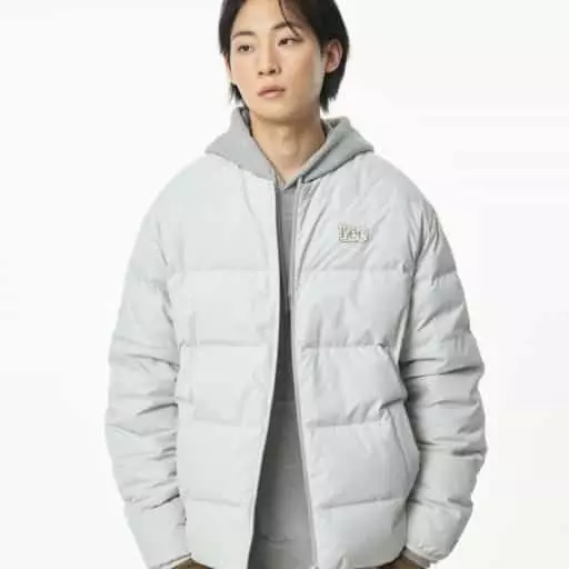 트위치로고 노카라 경량 다운 라이트 그레이