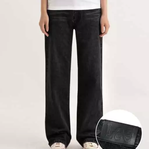 여성 와이드핏 블랙 데님 팬츠 블랙