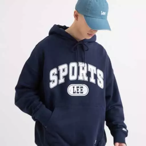 스포티 아치 타이포 후디 네이비