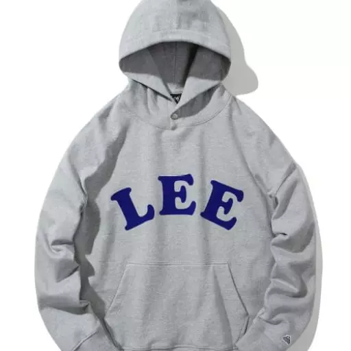 빈티지로고 후로피 스냅 오버핏 후드티셔츠 그레이