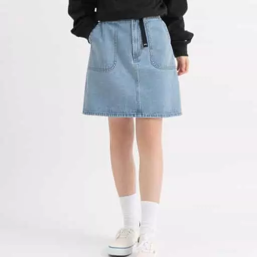 벨티드 이지밴딩 M톤 데님 미니 스커트 인디고 미디움