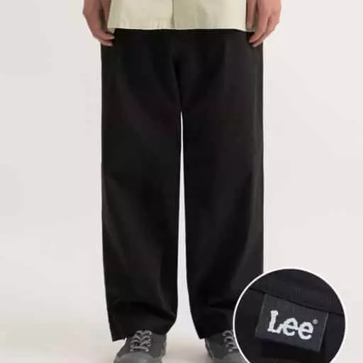 코튼 와이드 밴딩 팬츠 블랙