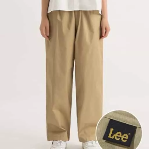 코튼 와이드 밴딩 팬츠 베이지