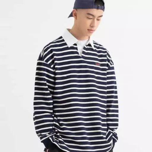 오버핏 럭비 카라티 네이비