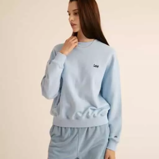 우먼스 오버핏 맨투맨 스카이블루