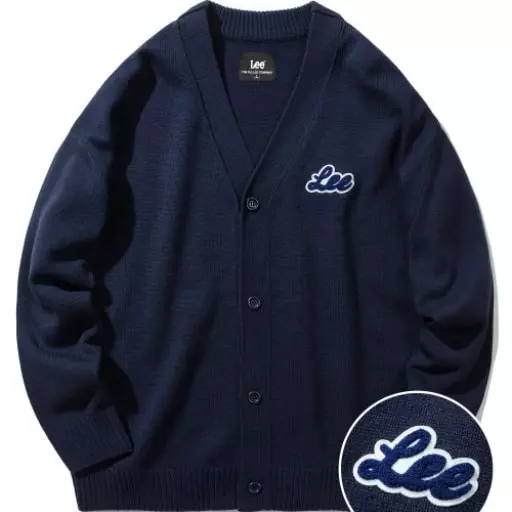 유니언 로고 오버핏 가디건 네이비
