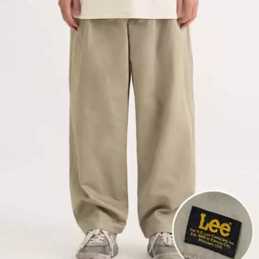 코튼 와이드 치노 팬츠 베이지