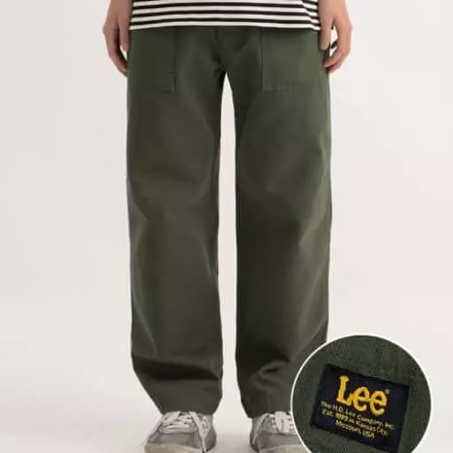 코튼 와이드 치노 팬츠 카키