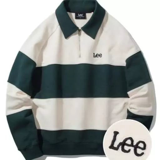 스트라이프 카라 하프집업 맨투맨 다크 파인