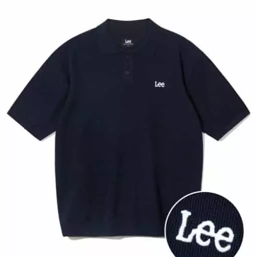 트위치로고 루즈핏 반팔 카라 니트 네이비