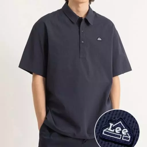 시어서커 하프 카라 셔츠 네이비