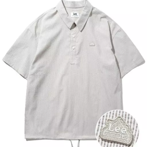 시어서커 하프 카라 셔츠 베이지