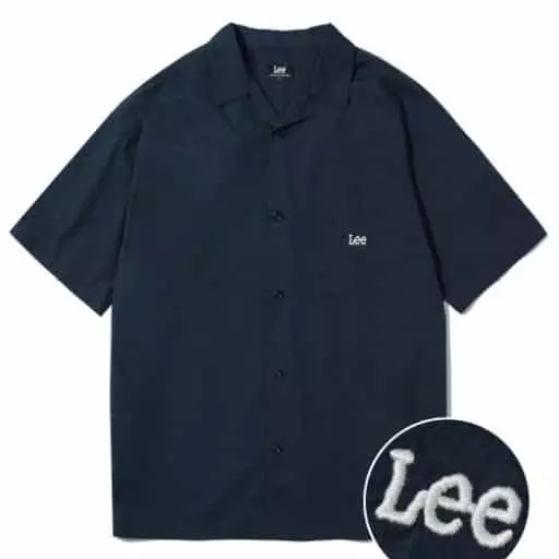 오픈 카라 하프셔츠 네이비