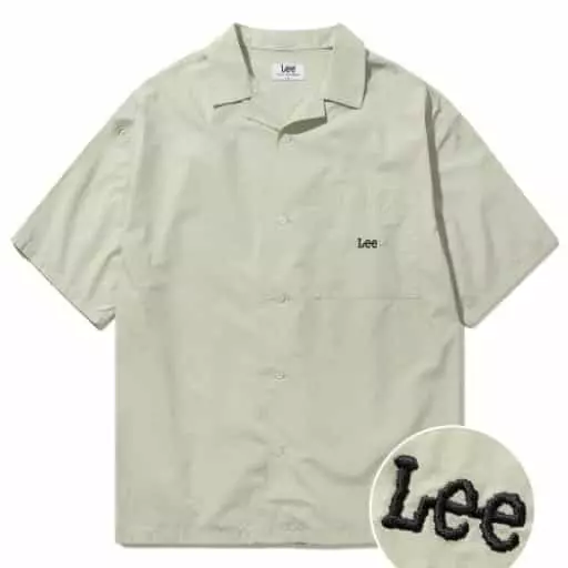 오픈 카라 하프셔츠 세이지 그린