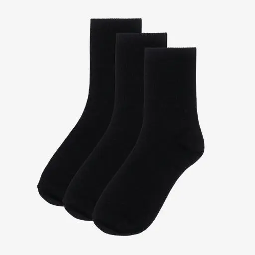 [3PACK] MOOZ 국산 200N 고밀도 데일리 크루 양말_블랙